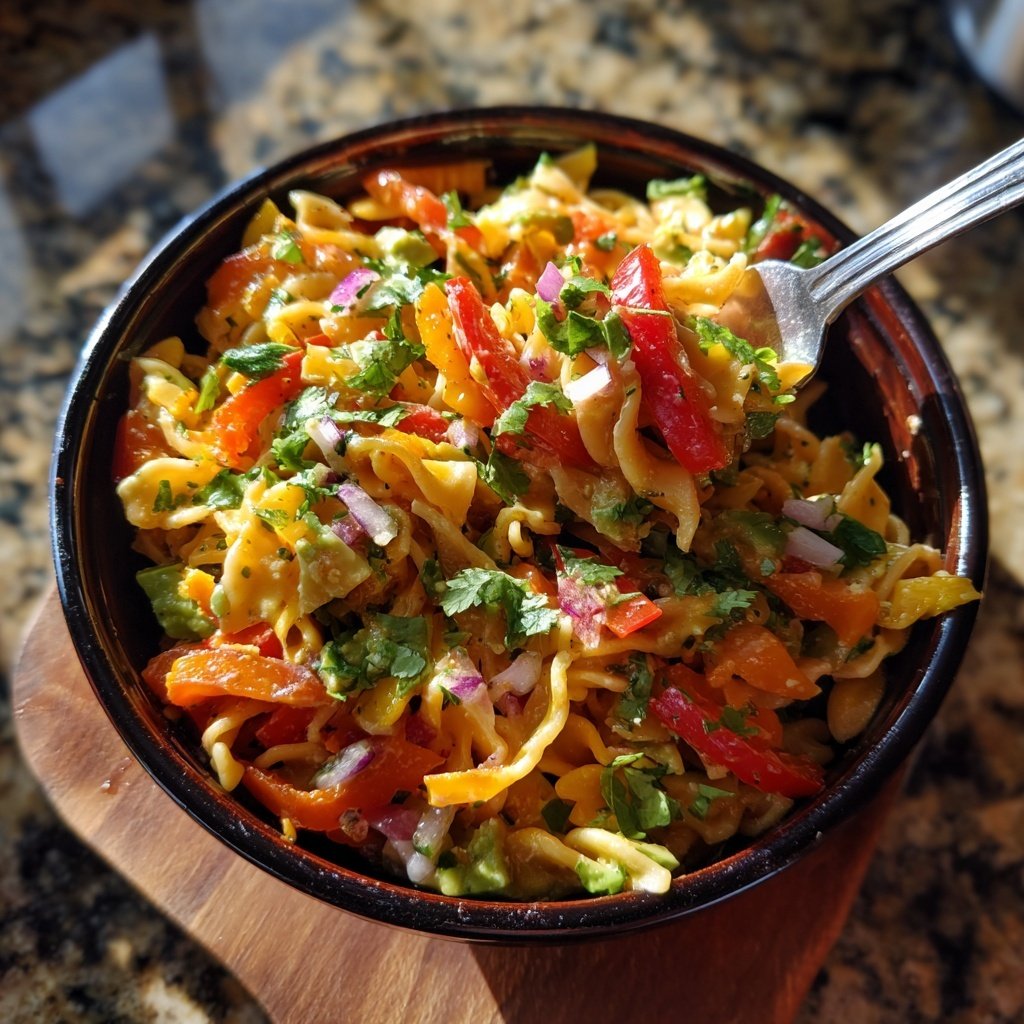 Lebendiger Taco-Pasta-Salat mit Avocado