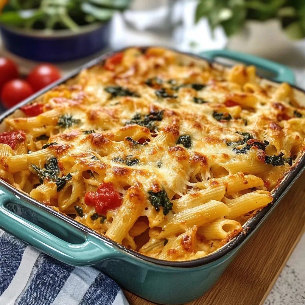 Gesunder vegetarischer Nudelauflauf