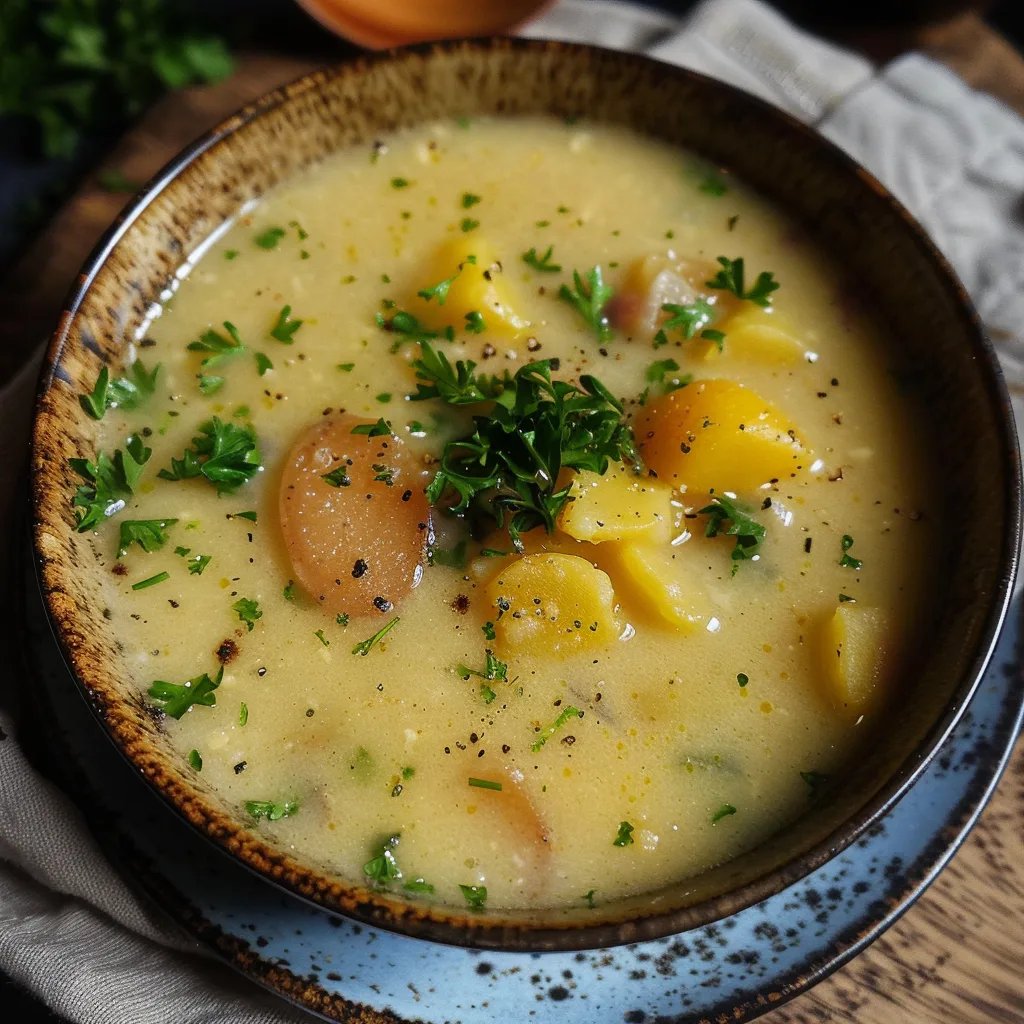 Einfache Kartoffelsuppe mit Wienern