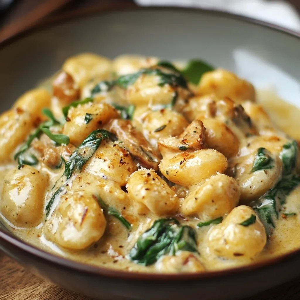 Gnocchi mit Pilzen und Spinat