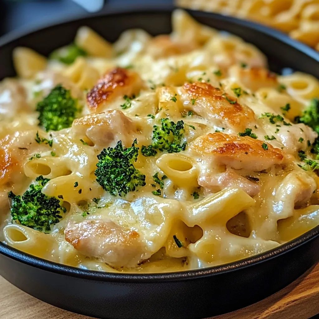 Cremige Hähnchen Brokkoli Pasta