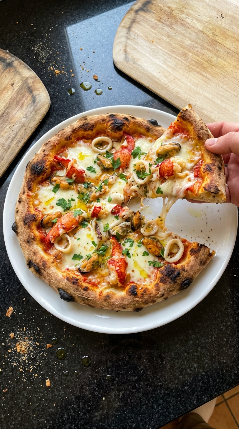 Meeresfrüchte Pizza mit Hummer​