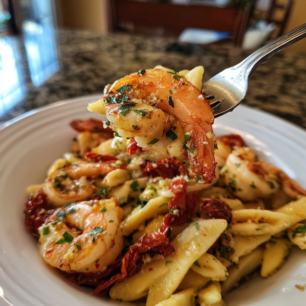 Heirate mich Garnelen Pasta getrocknete Tomate