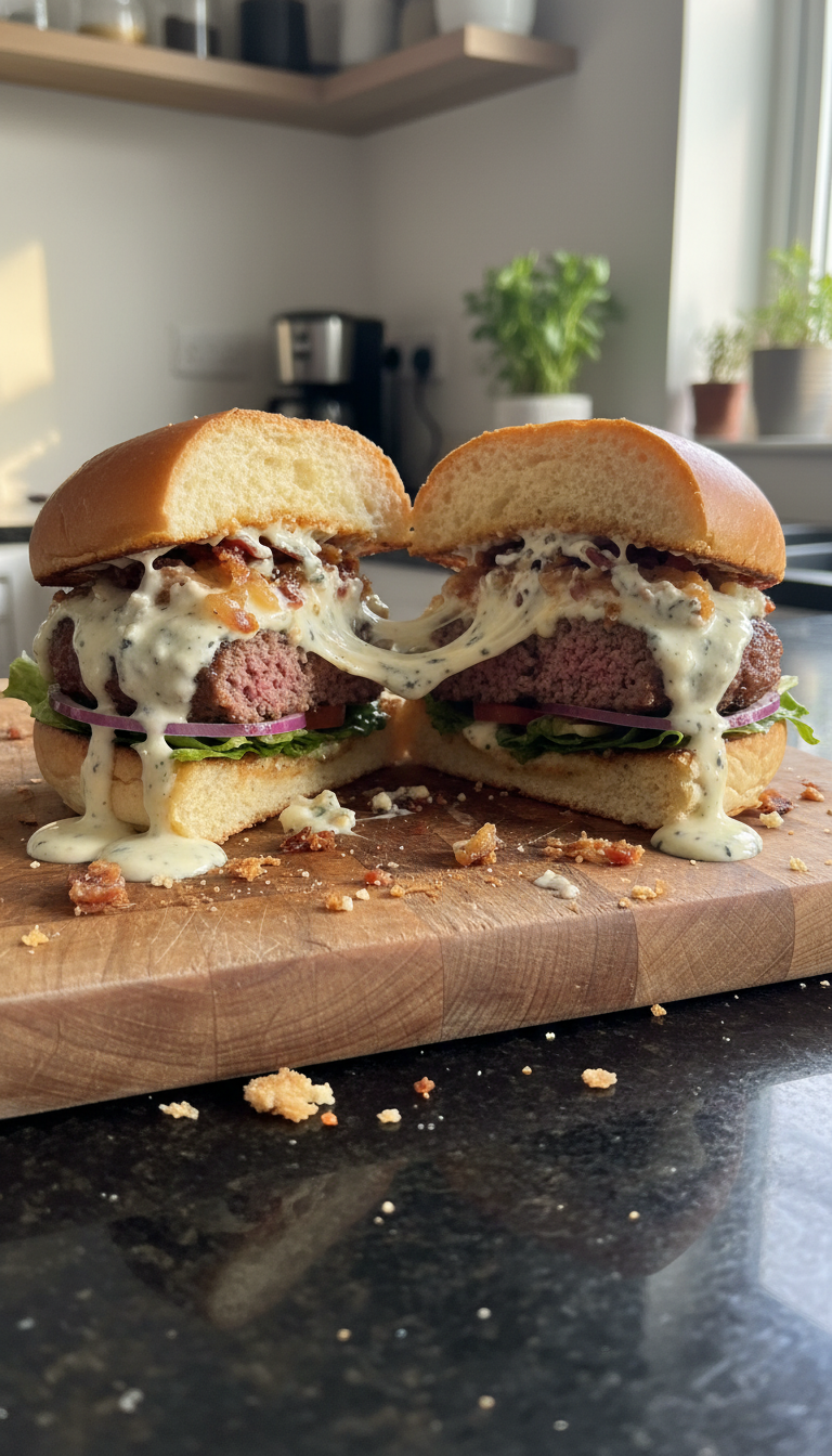 Gefüllte Burger mit Gorgonzola Aioli