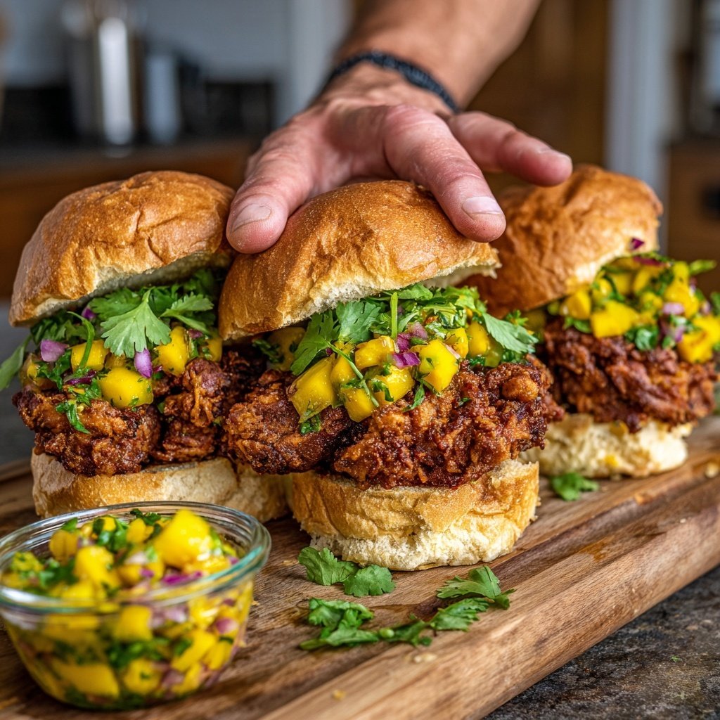 Hähnchen Sliders mit Mango Salsa