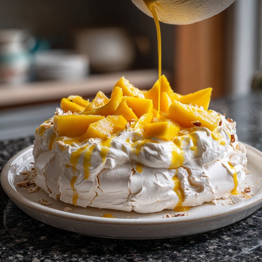 Mango Pavlova mit Schlagcreme