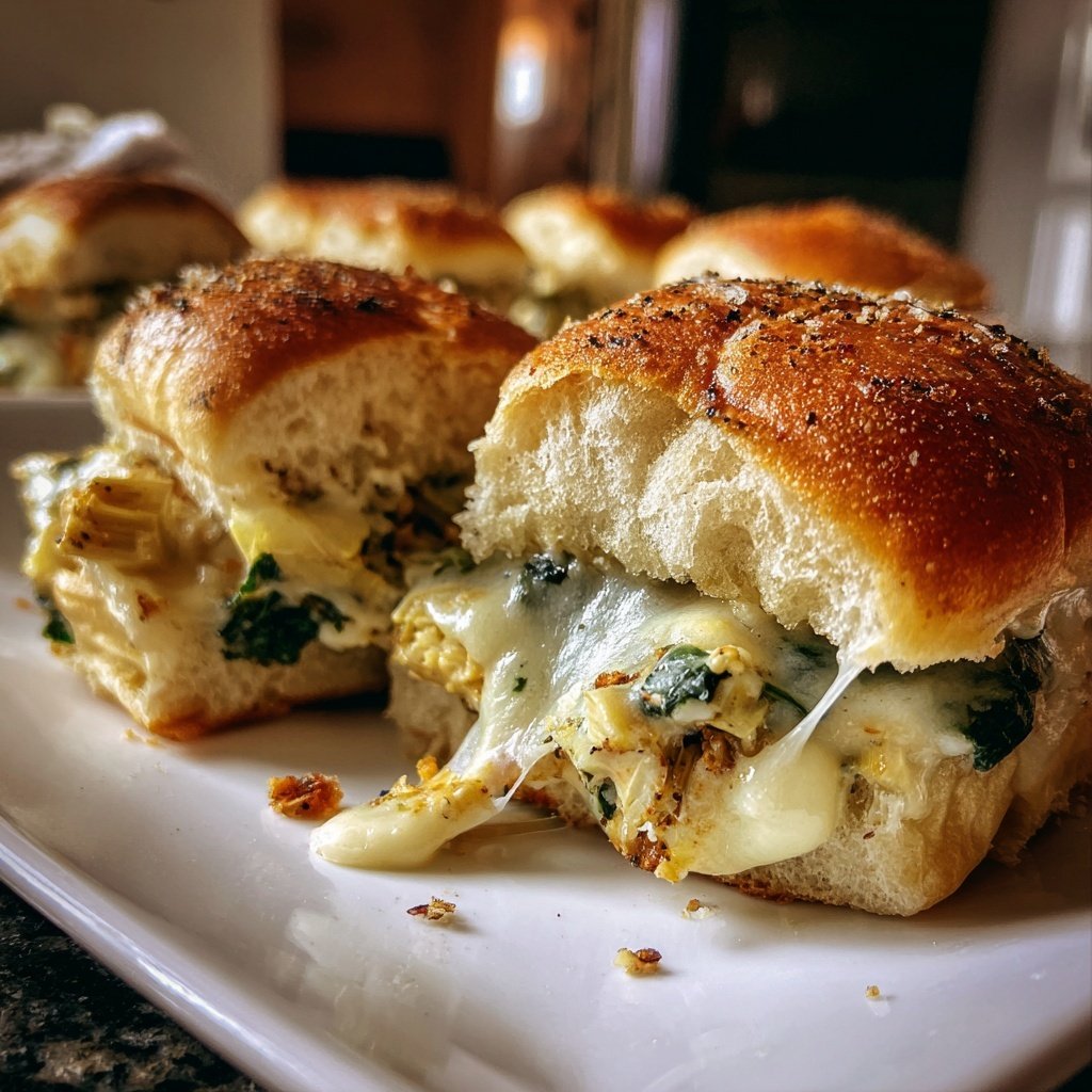 Spinat Artischocken Käse Sliders