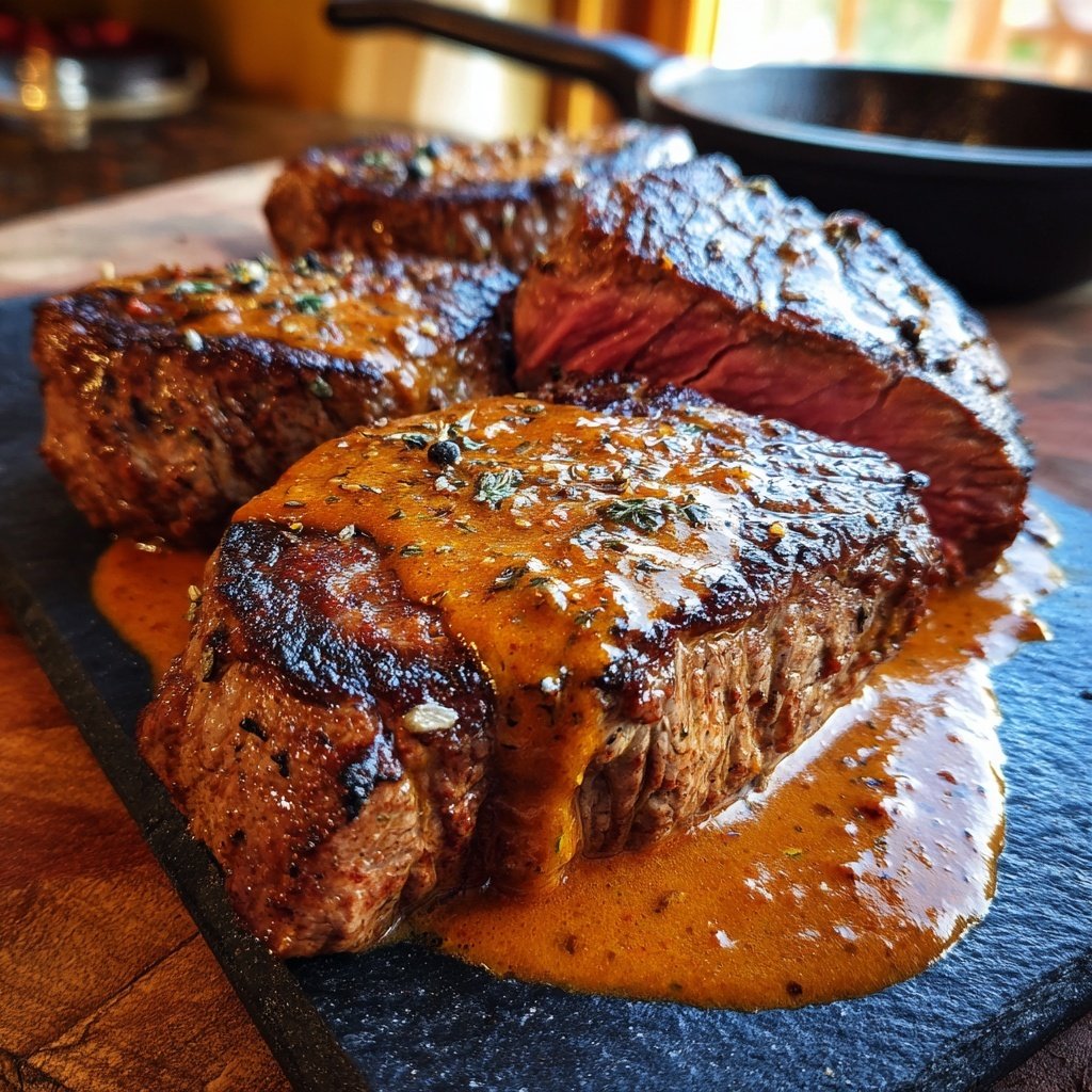 Steaks mit Gulasch und Sauce